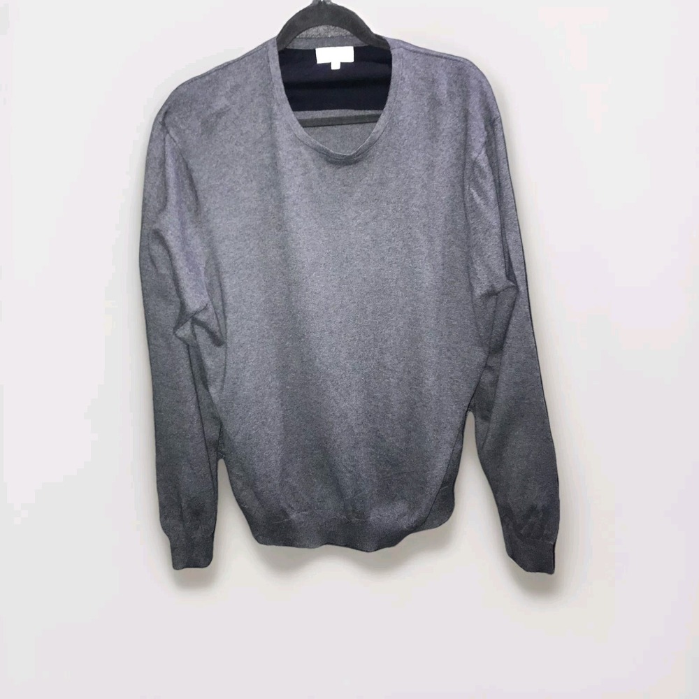 Hickey Freeman Mens Sweater XL Dark Gray‎ Pullover 95% Cotton 5% Cashmere Blend